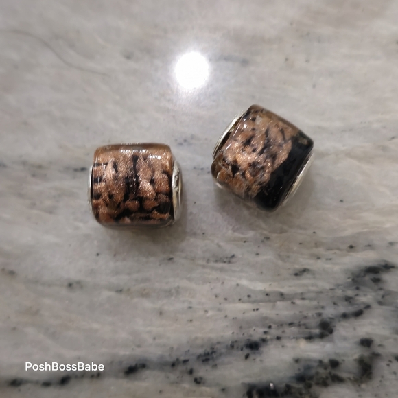 2 925 square metal center glass beads - Picture 6 of 7